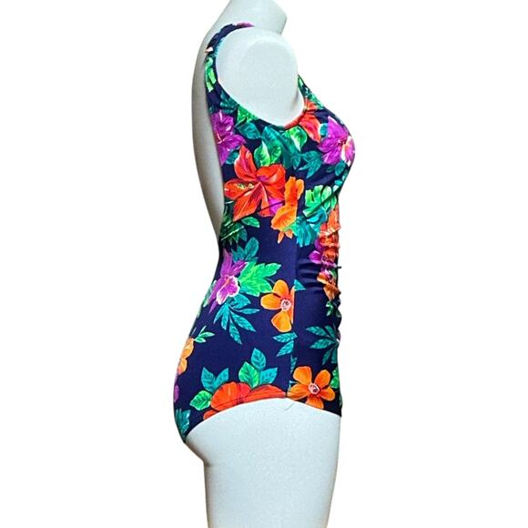 Maxine of Hollywood Made in USA Tropical Floral Swimsuit Skirt Vintage 80s 12 - Picture 4 of 10